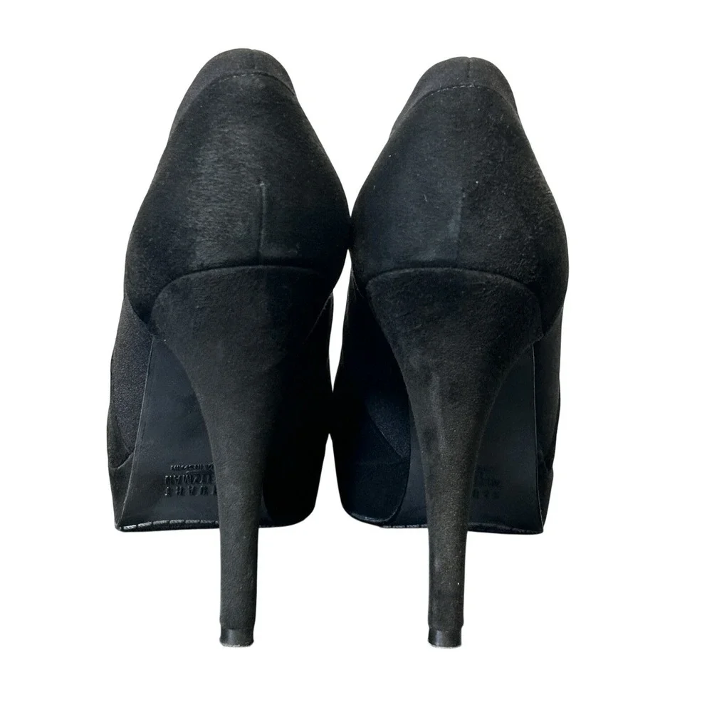 Stuart Weitzman Black Suede‎ Platform Stiletto Booties - Size 8M - Made in Spain
